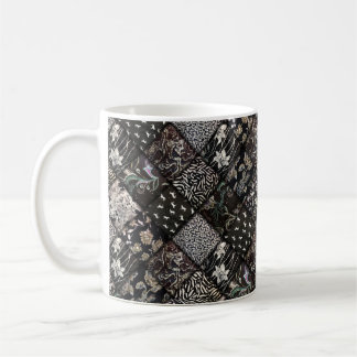 Black Patchwork look Quilt Mönster Kaffemugg