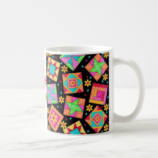 Black Patchwork Quilt Block Mugg (Höger)