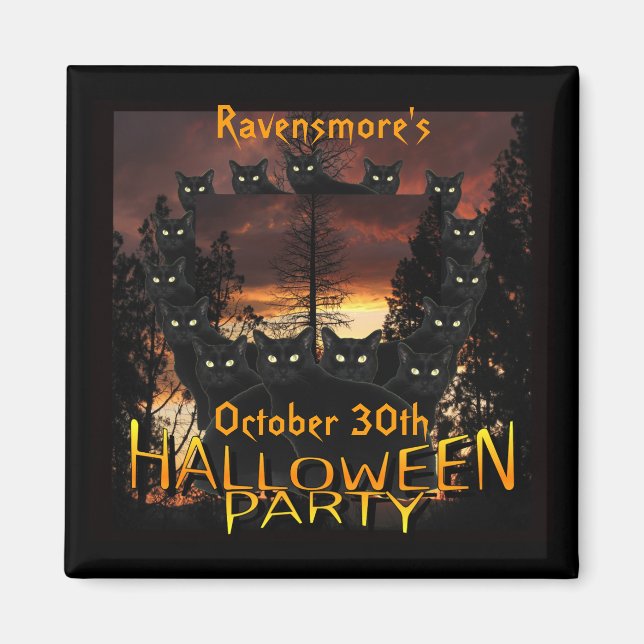 Black Patrol Cats Halloween fest Magnet (Framsidan)