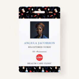 Black Pattern Registered Nurse Healthcare Logo QR