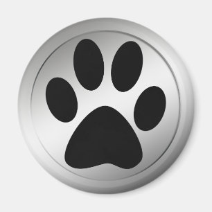 BLACK PAW PRINT IN I SILVER RAM MAGNET