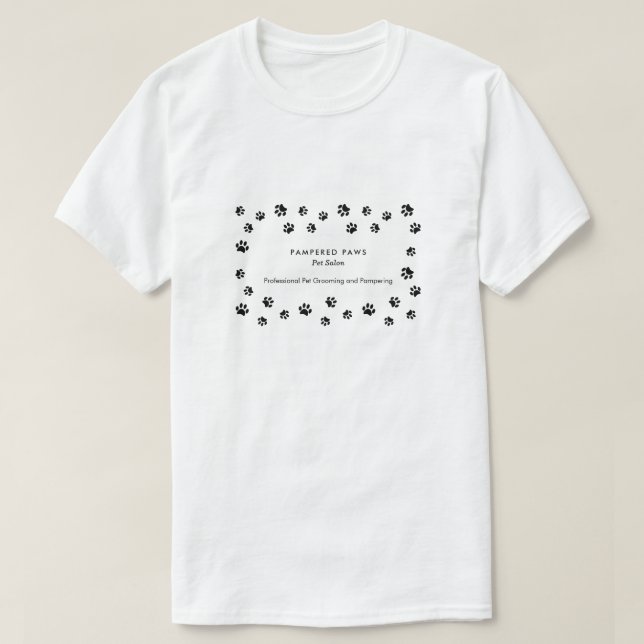 Black Paw Prints Professional Pet Salon T Shirt (Design framsida)