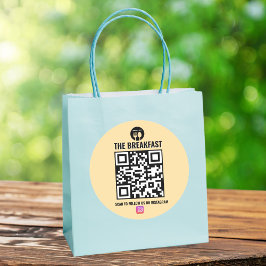 Black, Peach Modern Business Instagram Qr-kod Runt Klistermärke