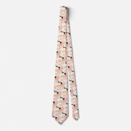 Black Peach Peony Blommönster Bröllop Neck Tie Slips