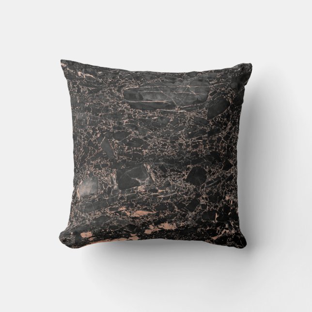 Black Peach Ro Guld Abstrakt Marble Glam Kudde (Framsida)