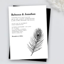 Black Peacock Feather Modern Bröllop