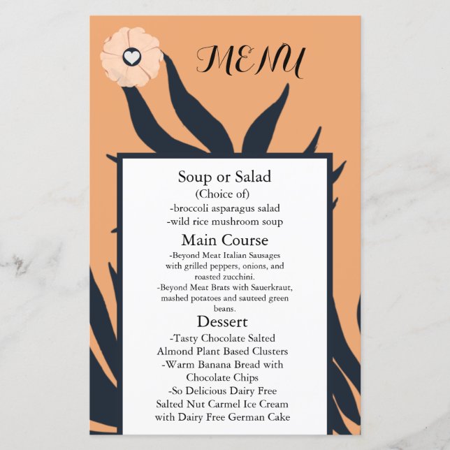 Black Pearl Watusi Tacao Bröllop Menu (Framsida)