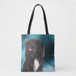 Black Pekingese Blue Swirls Hund Art Tygkasse