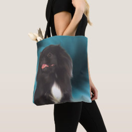 Black Pekingese Blue Swirls Hund Art Tygkasse