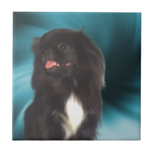 Black Pekingese Hund Animal Art Kakelplatta