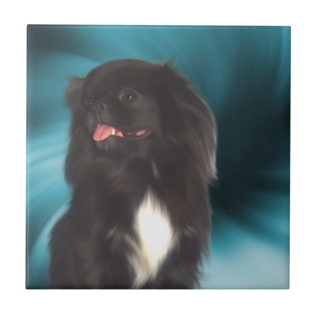 Black Pekingese Hund Animal Art Kakelplatta (Framsidan)