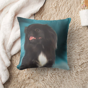 Black Pekingese Hund Art Kudde