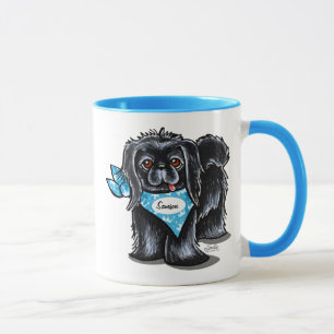 Black Pekingese Pet Namn Personlig Blue Mugg