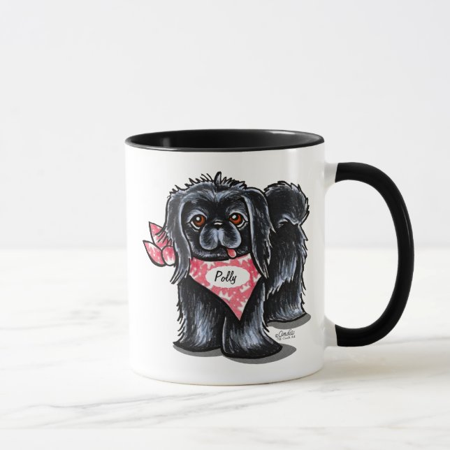 Black Pekingese Pet Namn Personlig Rosa  Mugg (Höger)