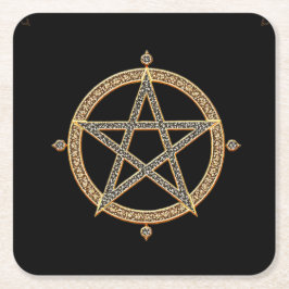 Black Pentagram Underlägg Papper Kvadrat