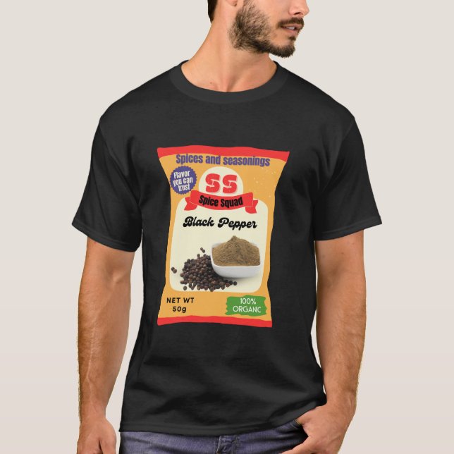 Black Pepper Funny Lazy Costume Spice Squad T Shirt (Framsida)