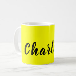 Black Personalize Namn | Neon Gult Färg Kaffemugg