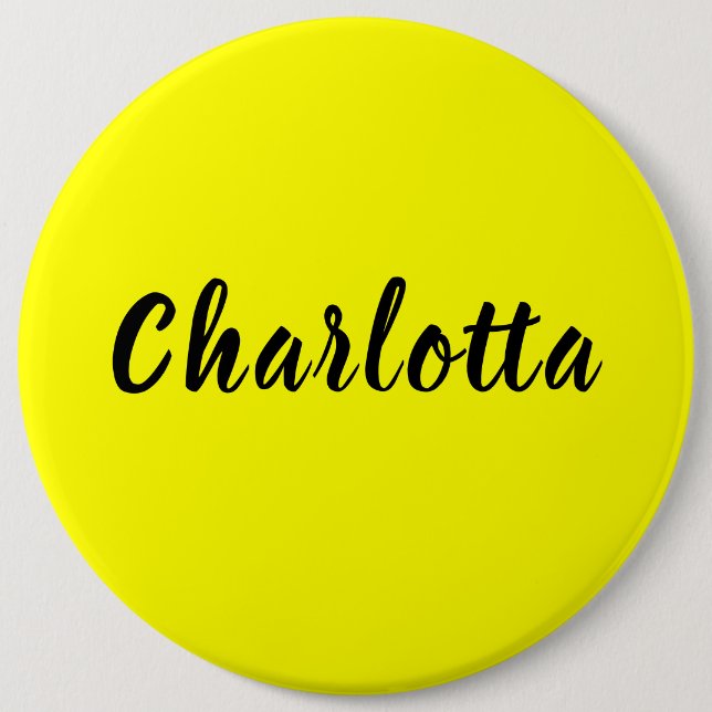 Black Personalize Namn | Neon Gult Färg Knapp (Framsida)