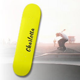 Black Personalize Namn | Neon Gult Färg Mini Skateboard Bräda 18,5 Cm