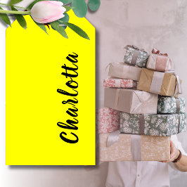 Black Personalize Namn | Neon Gult Färg Presentetikett