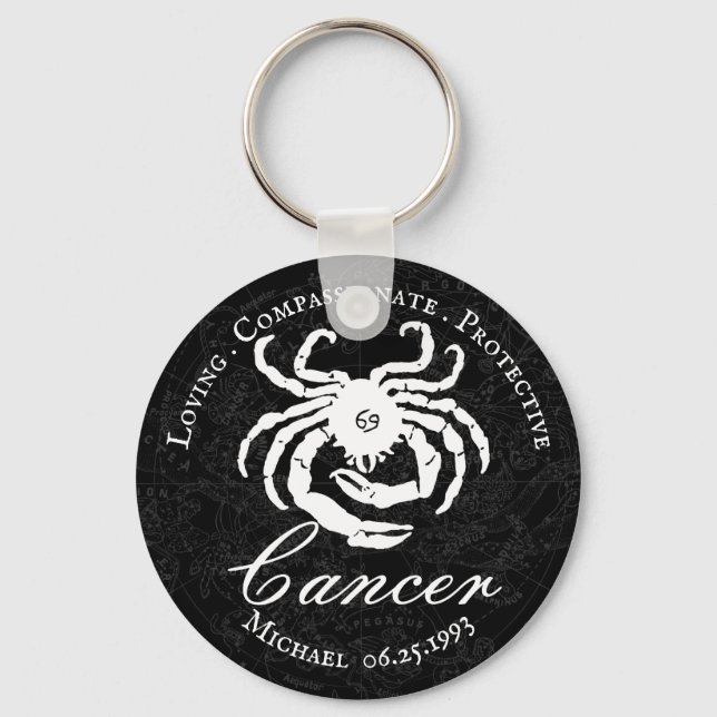 Black Personlig Cancer Zodiac Astrology Traits Nyckelring (Framsida)