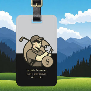Black Personlig Golfer Monogram Bagagebricka