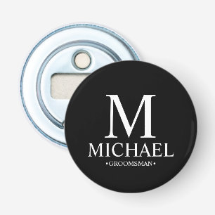 Black Personlig Groomsman Namn och Monogram Flasköppnare