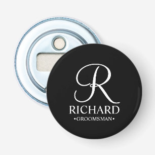 Black Personlig Groomsmans Namn och Monogram Flasköppnare