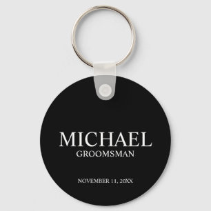 Black Personlig Groomsmans Namn och Monogram Nyckelring