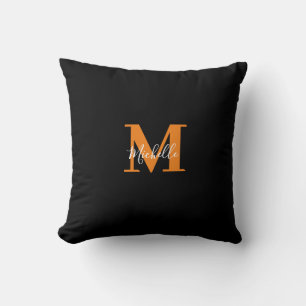 Black Personlig Initialer och Namn Monogram Kudde