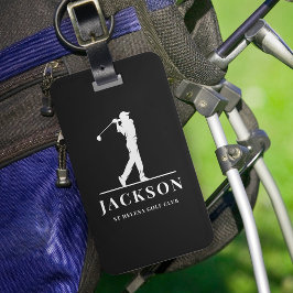 Black Personlig Monogram Golfer Bagagebricka