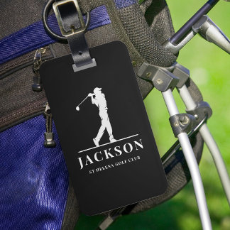 Black Personlig Monogram Golfer Bagagebricka