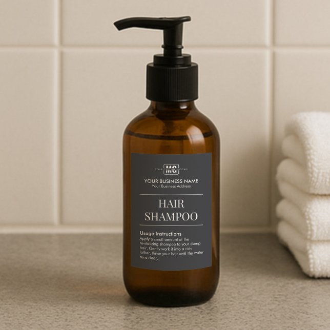 Black Personlig Monogram Hair Shampoo-etiketter Mat Etikett (Skapare uppladdad)