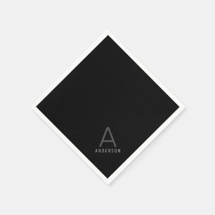 Black Personlig Monogram Namn Papper Pappersservett