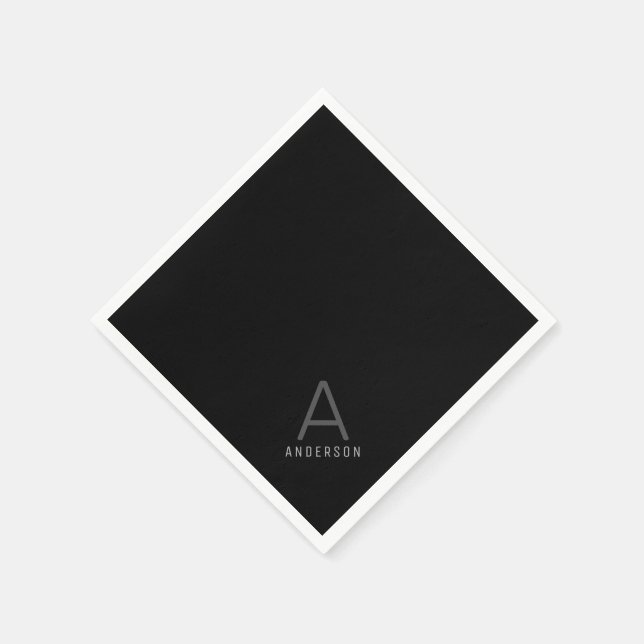 Black Personlig Monogram Namn Papper Pappersservett (Hörn)