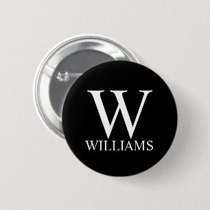 Black Personlig Monogram och Namn Knapp