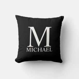 Black Personlig Monogram och Namn Kudde