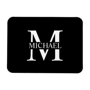 Black Personlig Monogram och Namn Magnet