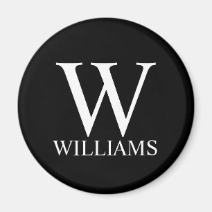 Black Personlig Monogram och Namn Magnet