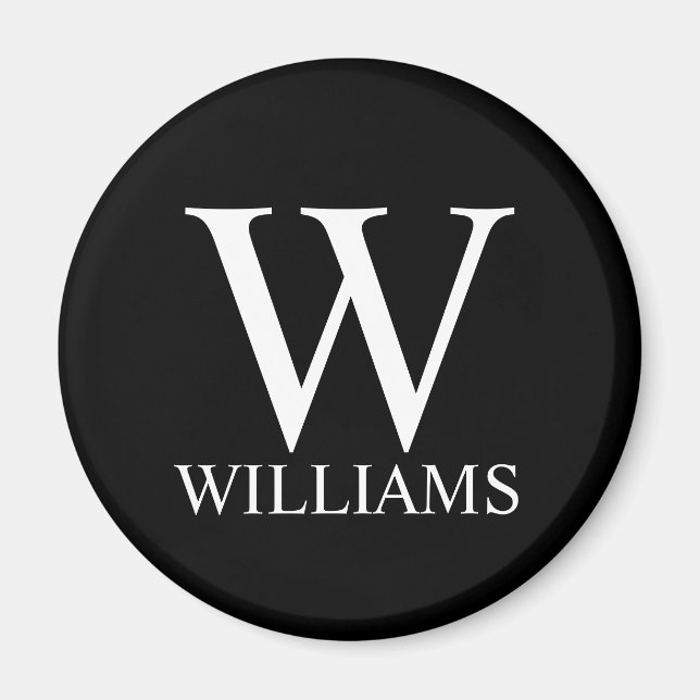 Black Personlig Monogram och Namn Magnet (Framsidan)