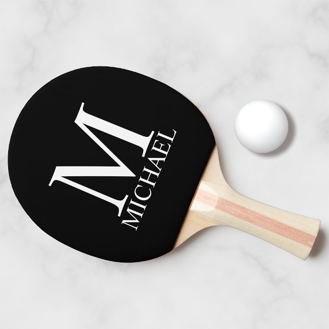 Black Personlig Monogram och Namn Pingisracket (Skapare uppladdad)