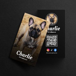 Black Pet Social Media QR-kod Hund Pet Influencer Visitkort