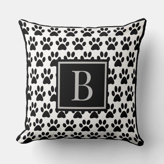 Black Pet Tass avtryck med Monogram Initial Kudde (Framsida)