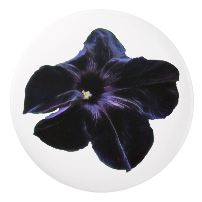 Black Petunia Ceramic Knob Knopp (Framsidan)