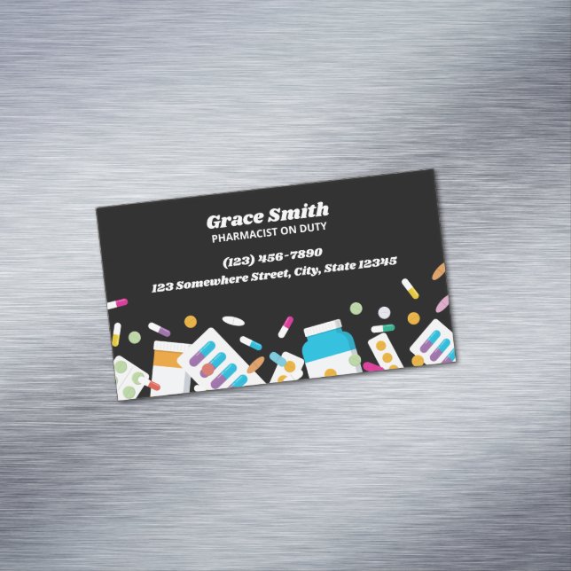 Black Pharmacist Magnetiska Visitkort (In Situ)