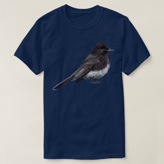 Black Phoebe Bird Flycatcher Songbird Illustration T Shirt (Design framsida)