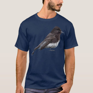Black Phoebe Bird Flycatcher Songbird Illustration T Shirt