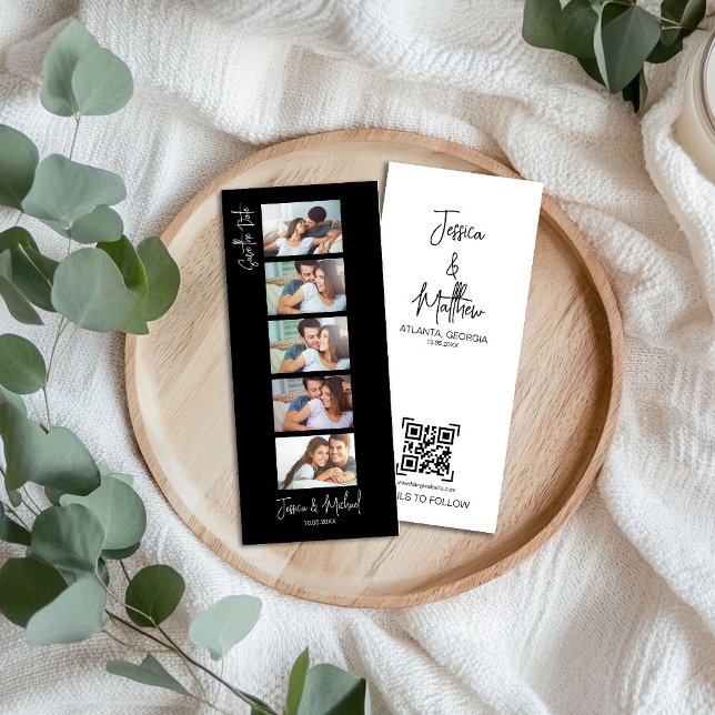 Black Photo Booth Bookmark w QR-kod Bröllop (Skapare uppladdad)