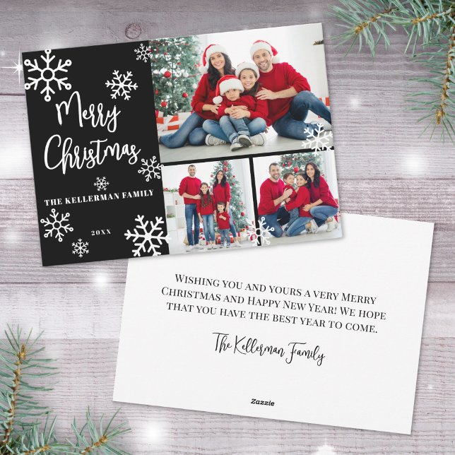 Black Photo Collage God jul Julkort (Black Photo Collage Merry Christmas Holiday Card)