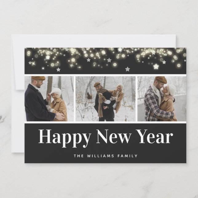 Black Photo Collage Gott nytt år Card Julkort (Framsida)